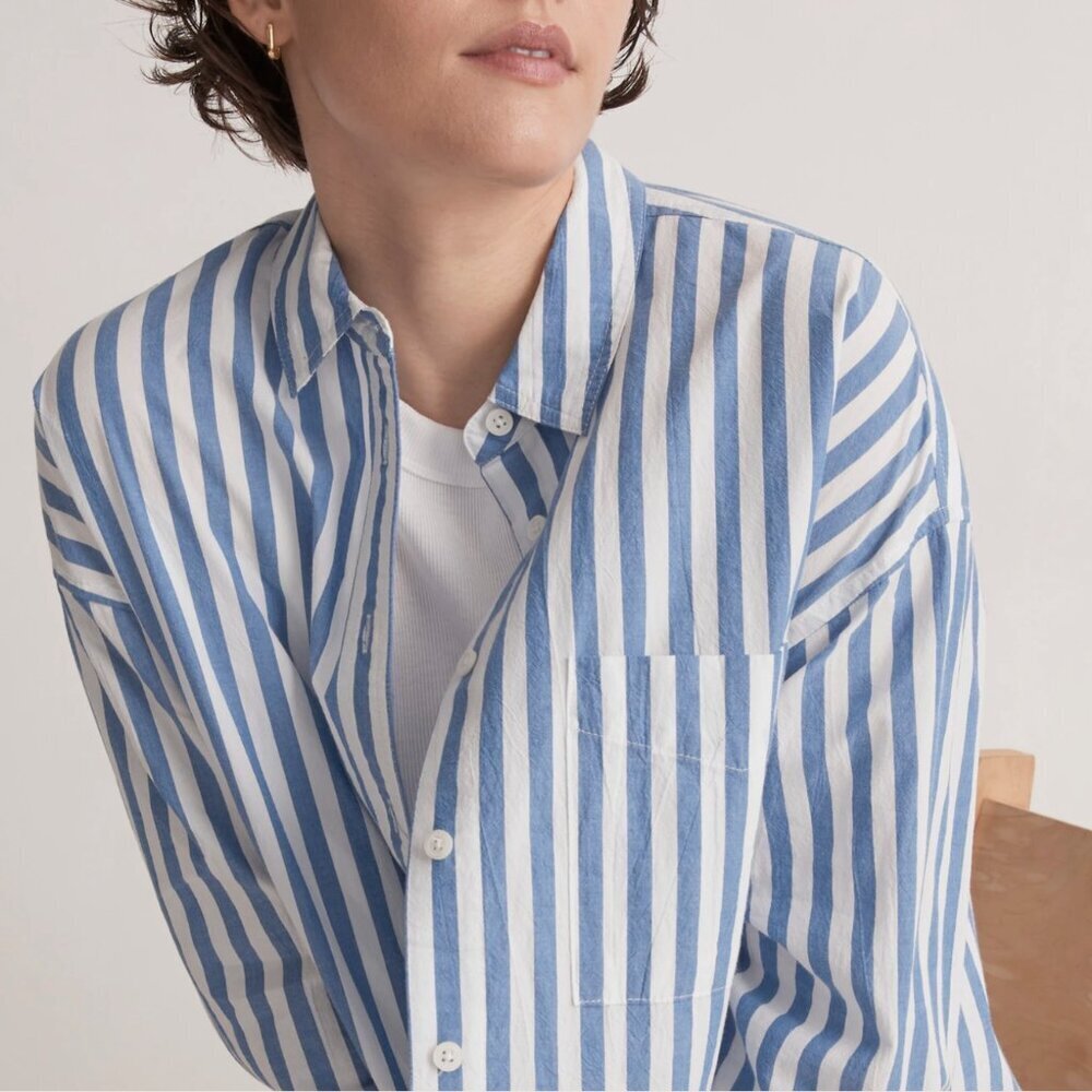 Madewell Blue and pink Vertical Stripe Button-Down Shirt